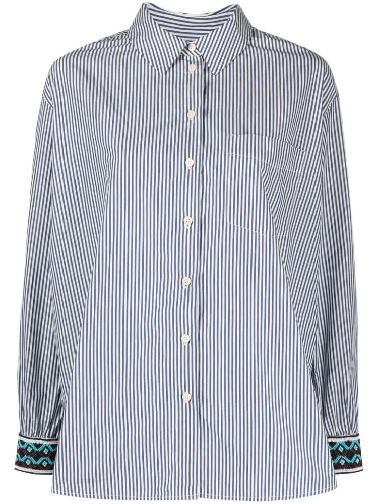 Scotch & Soda stripe-print beaded-cuff shirt - White Cover