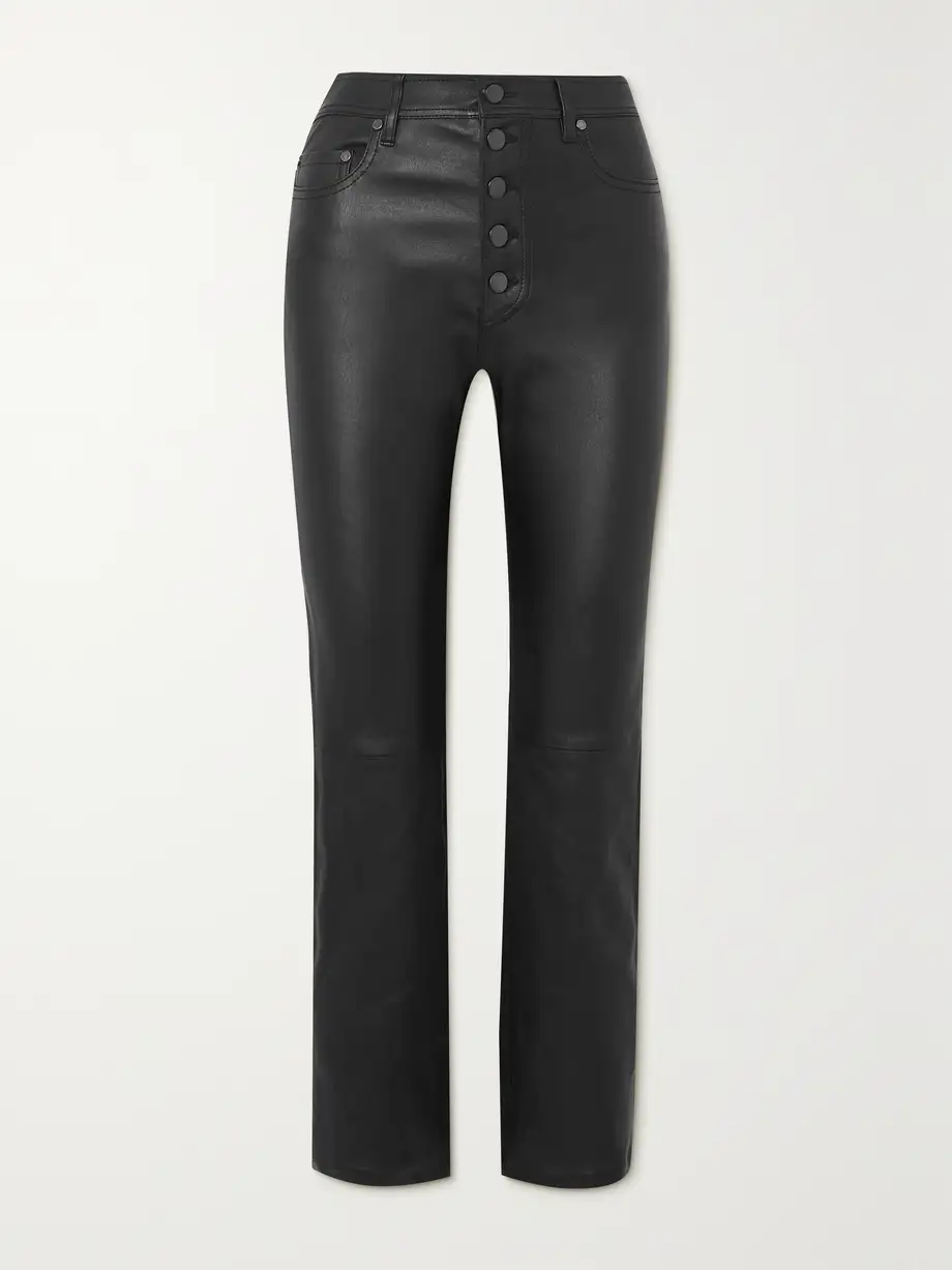 Joseph - Den Cropped Leather Straight-leg Pants - Black Cover