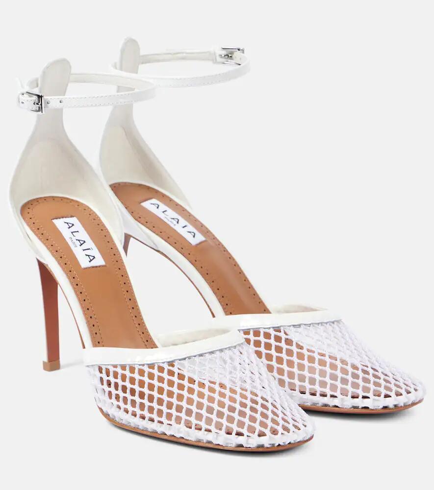 Alaïa Leather-trimmed mesh pumps Cover