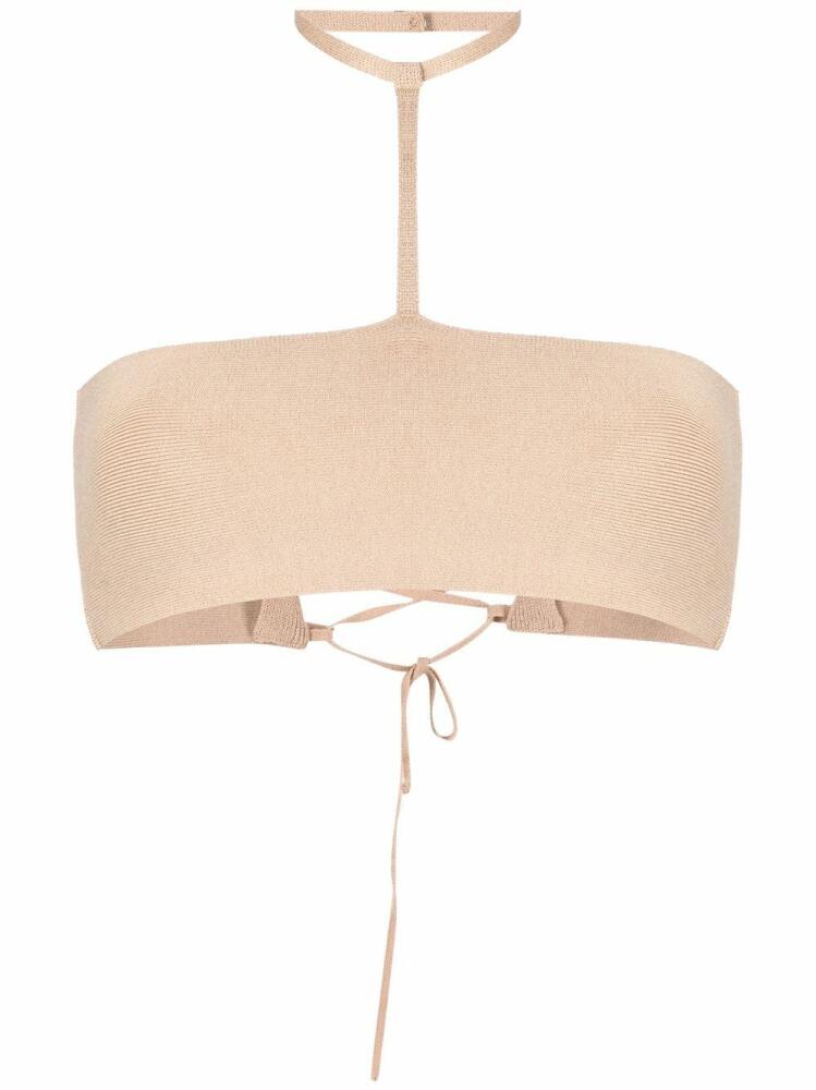 ANDREĀDAMO halterneck bandeau top - Neutrals Cover