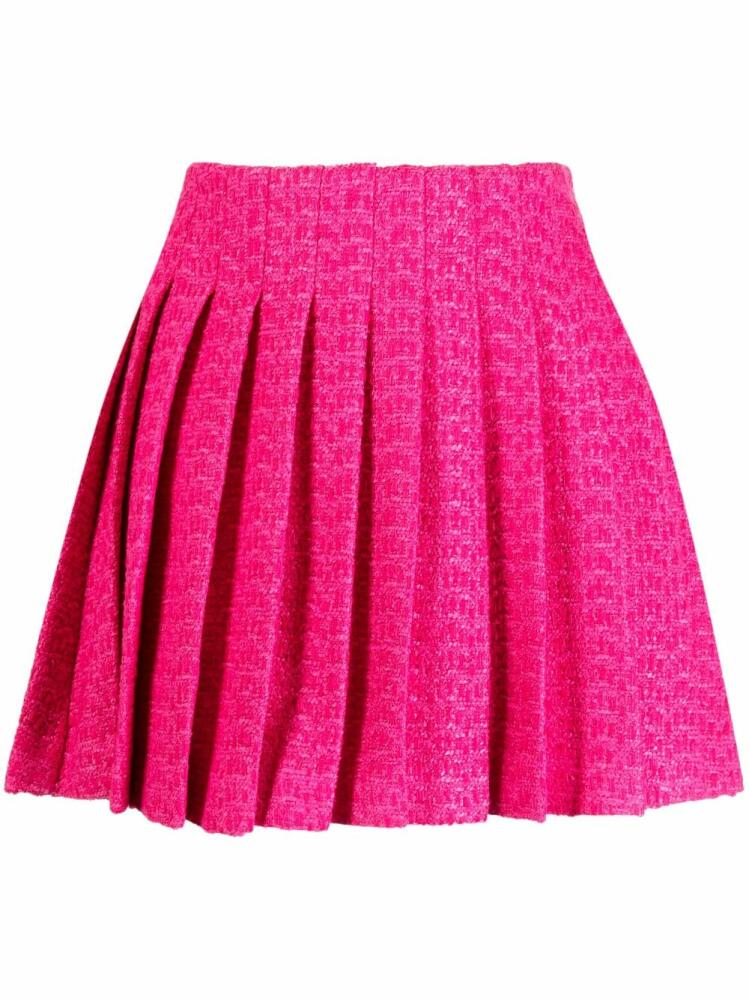 Self-Portrait bouclé-design pleated skirt - Pink Cover