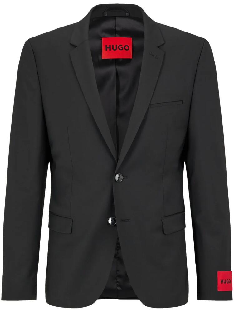 HUGO logo-patch notched-lapels blazer - Black Cover