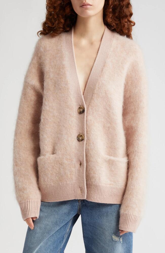 Acne Studios Rives Mohair & Wool Blend Cardigan in Faded Pink Cover