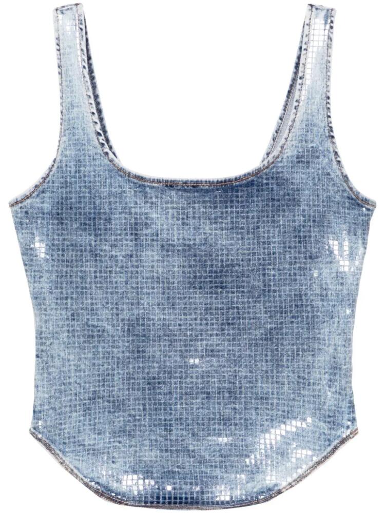 Diesel Oval D-embroidered denim tank top - Blue Cover