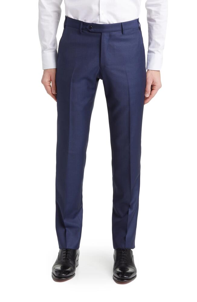 Zanella Parker Classic Wool Sharkskin Dress Pants in Blue Cover