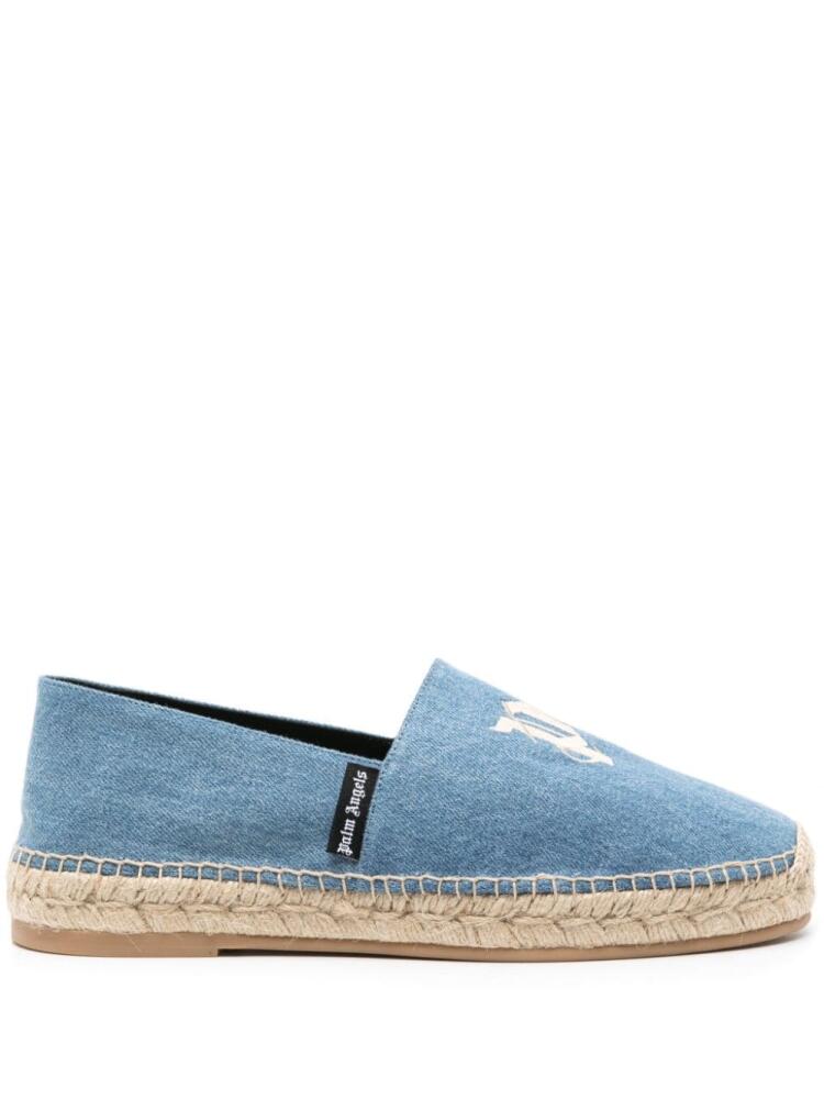 Palm Angels logo-embroidered denim espadrilles - Blue Cover