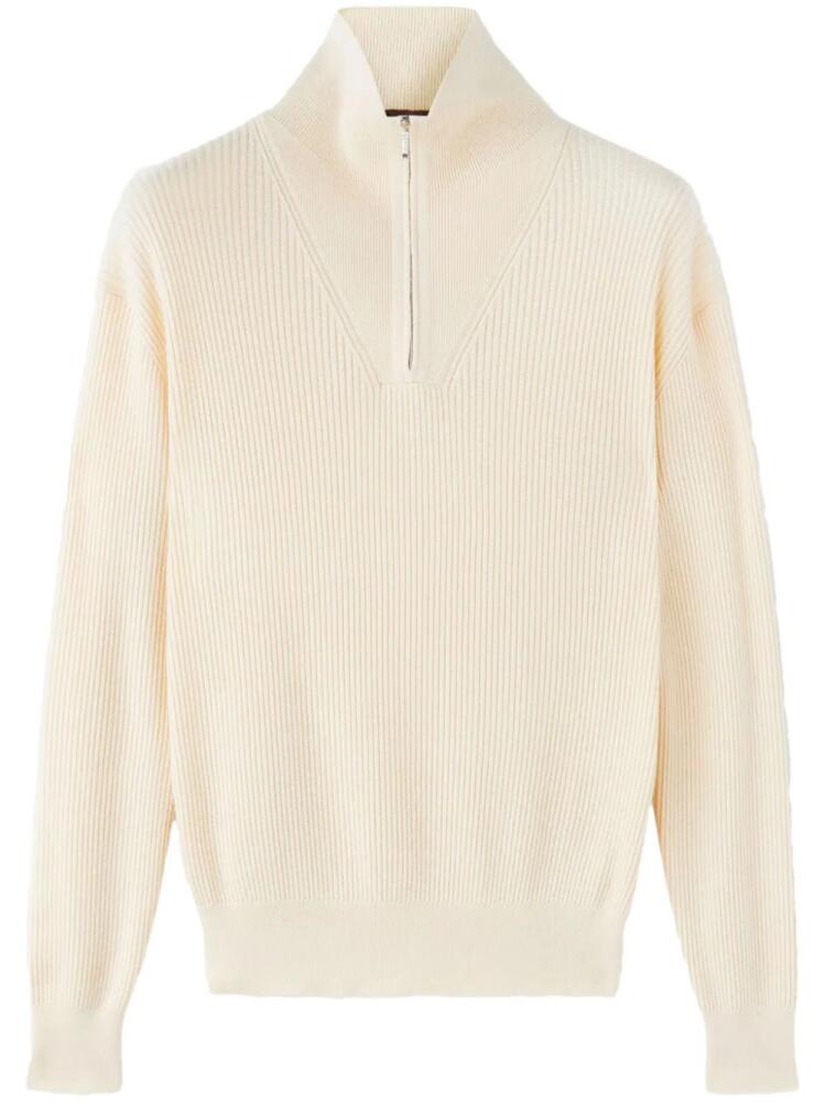 Loro Piana half-zip ribbed-knit jumper - Neutrals Cover