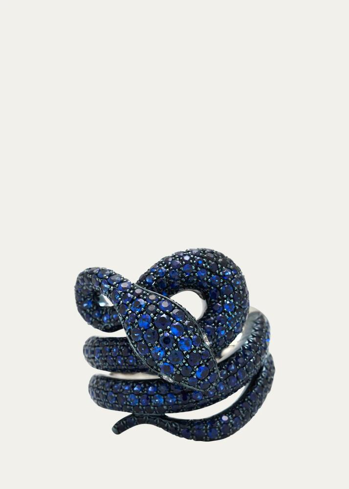 Stefere White Gold Blue Sapphire Ring from Snake Collection Cover