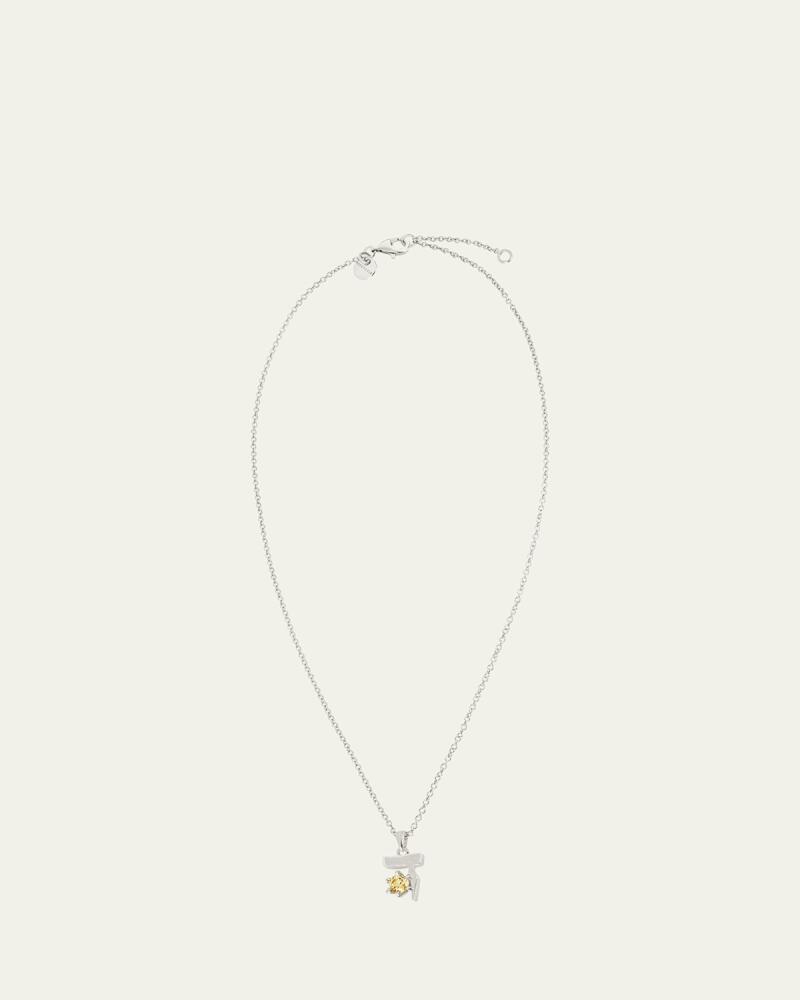 Procaccia Jewelry 18K Gold Hebrew DALET Yellow Sapphire Initial Necklace, 18"L Cover