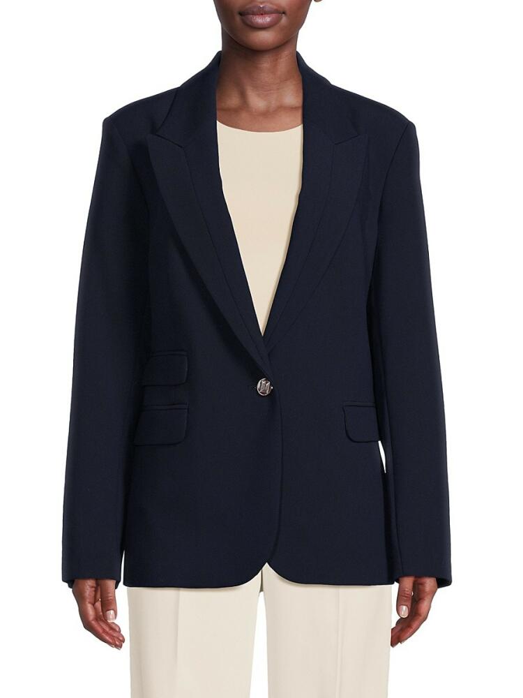 Karl Lagerfeld Paris Women's Solid Single Brasted Blazer - Navy Cover