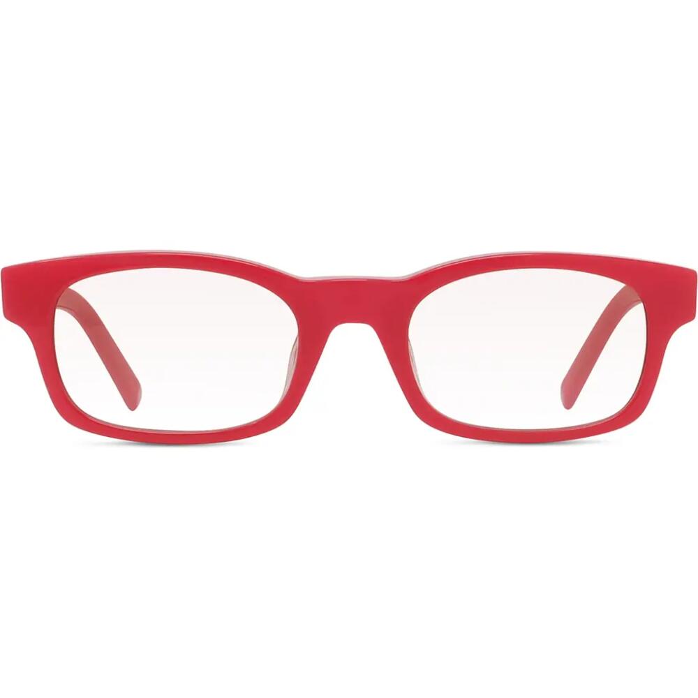 Givenchy 49mm Blue Rectangular Blue Light Blocking Glasses in Shiny Red Cover