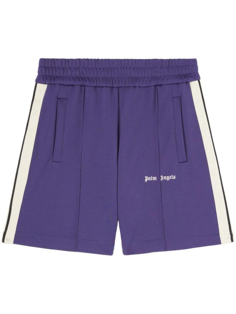 Palm Angels logo-print track shorts - Blue Cover