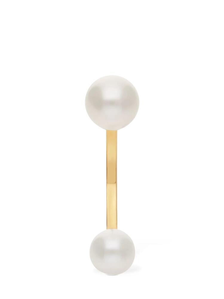 DELFINA DELETTREZ 18kt Gold Double Pearl Mono Earring Cover