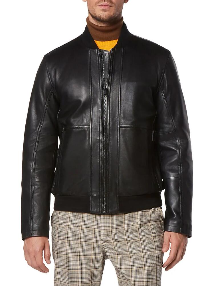 Andrew Marc Men's Macneil Lambskin Leather Bomber Jacket - Black Cover