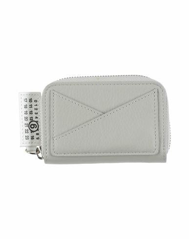 Mm6 Maison Margiela Woman Coin purse Grey Cow leather, Brass Cover