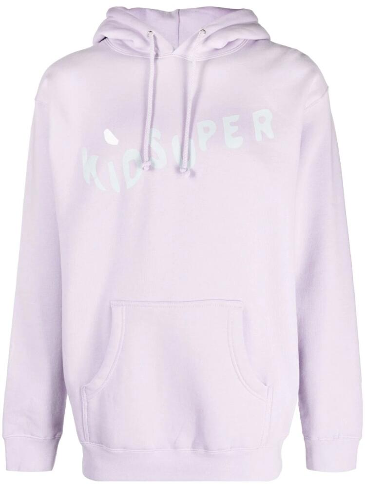 KidSuper Wavey logo-print hoodie - Purple Cover