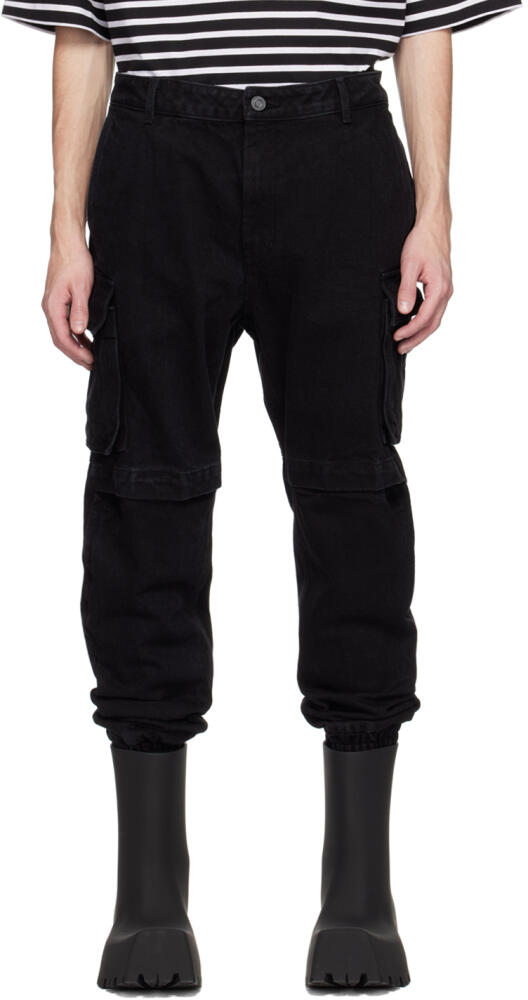 Juun.J Black Vented Denim Cargo Pants Cover