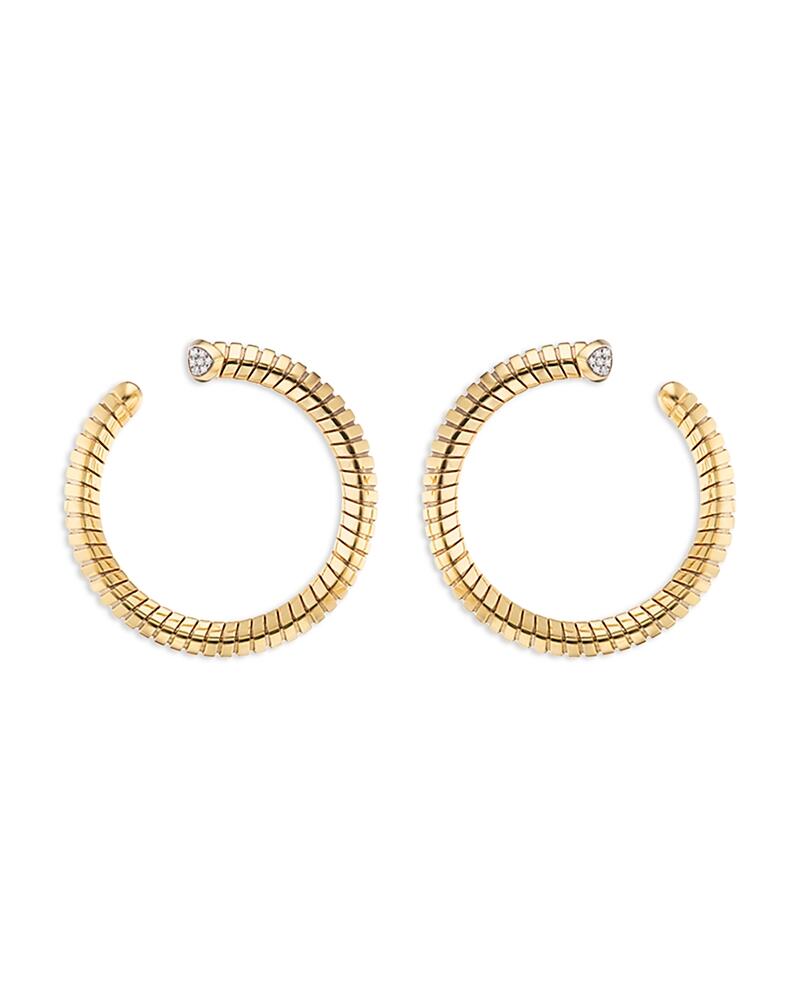 Marina B 18K Yellow Gold Trisolina Diamond Pave Side Hoop Earrings Cover