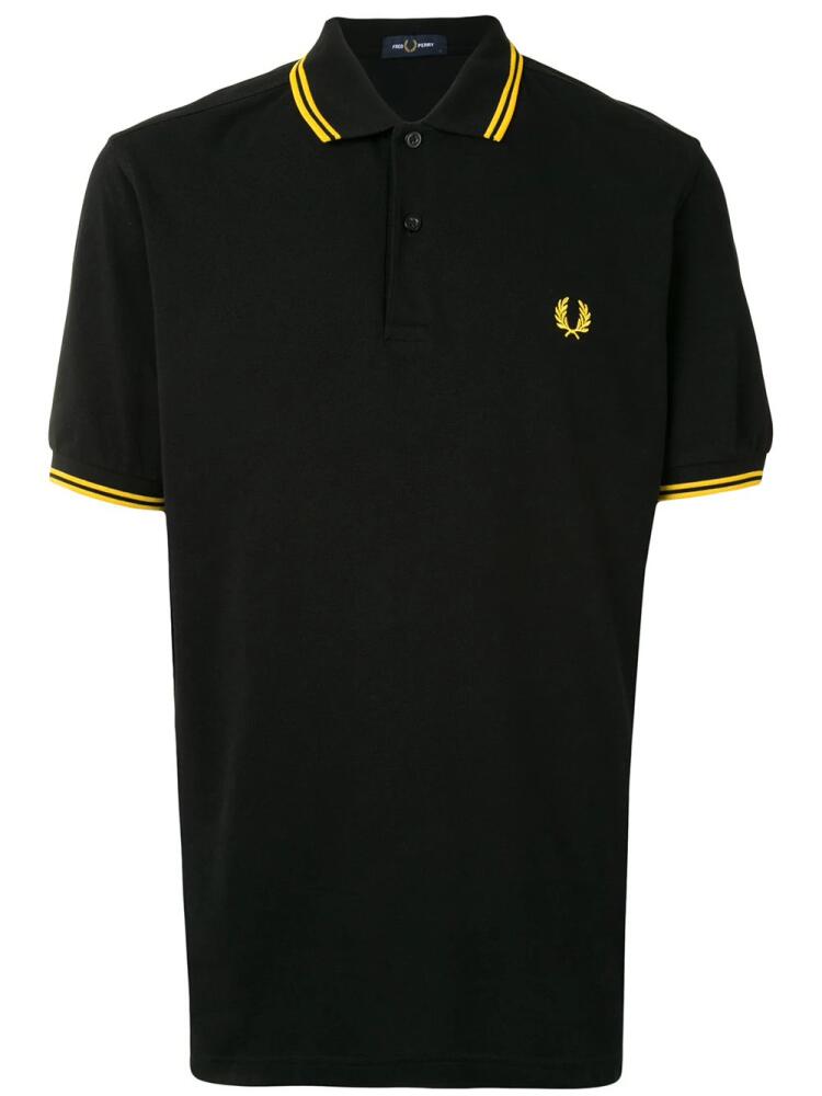 Fred Perry stripe-trim logo polo shirt - Black Cover