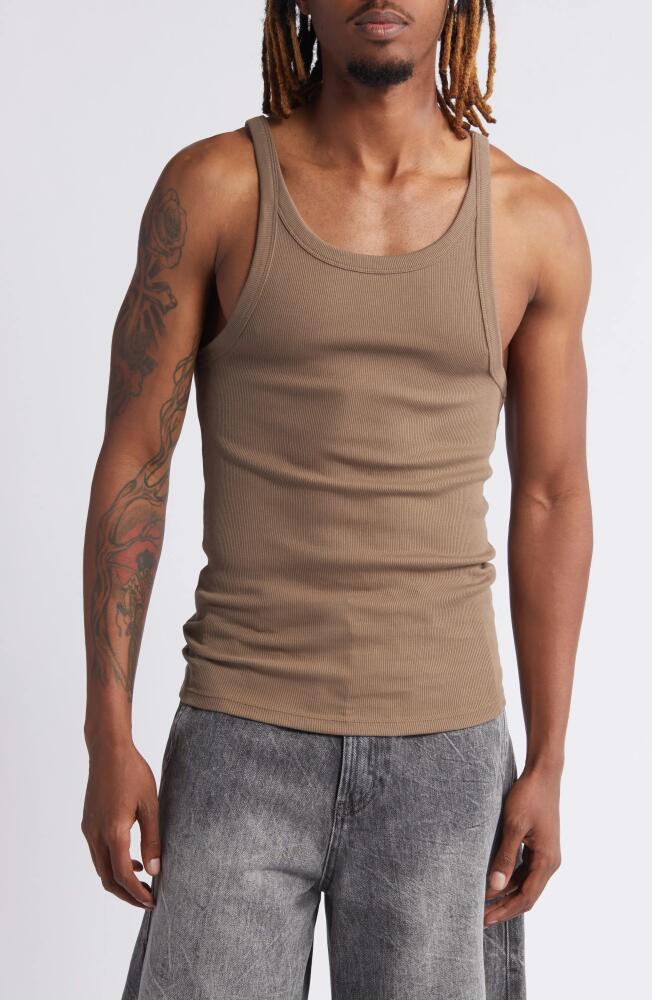 Elwood Tiny Cotton Rib Tank in Dull Brown Cover