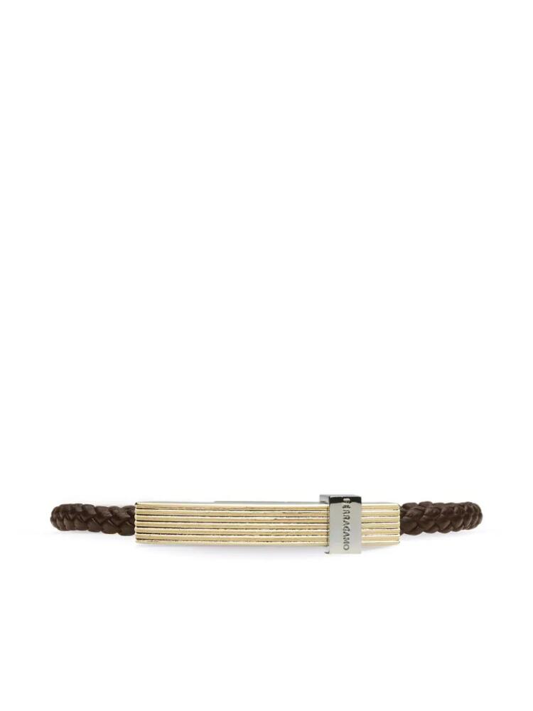 Ferragamo logo-engraved braided bracelet - Brown Cover