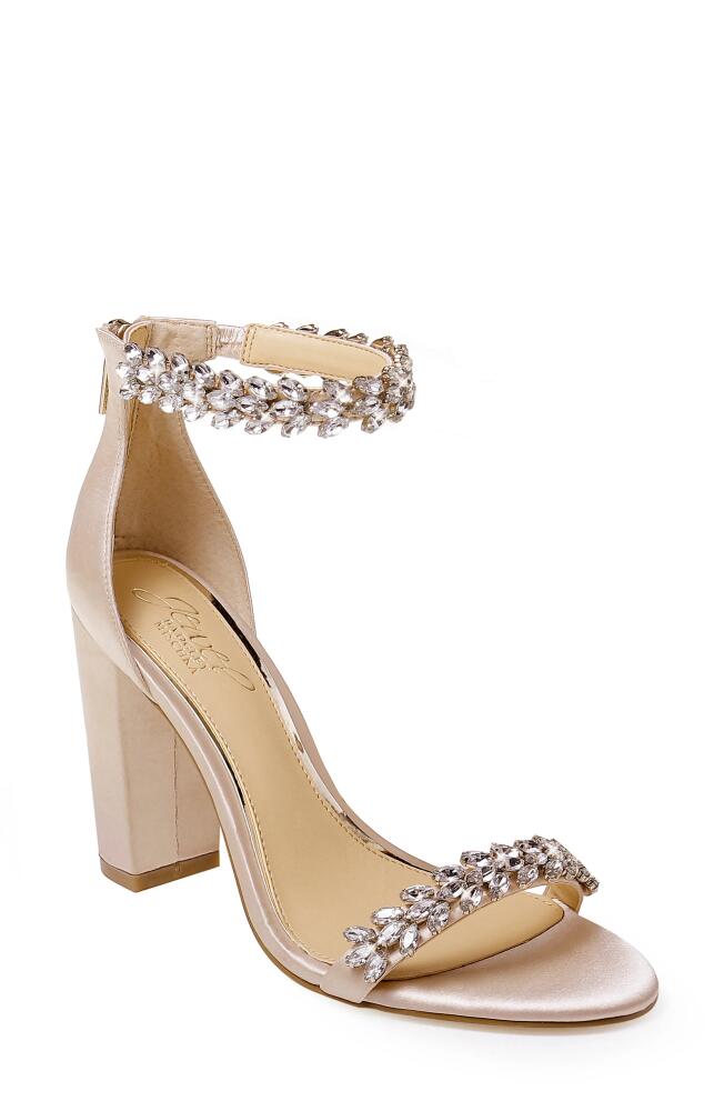 Jewel Badgley Mischka Jewel by Badgley Mischka Mayra Embellished Ankle Strap Sandal in Champagne Satin Cover