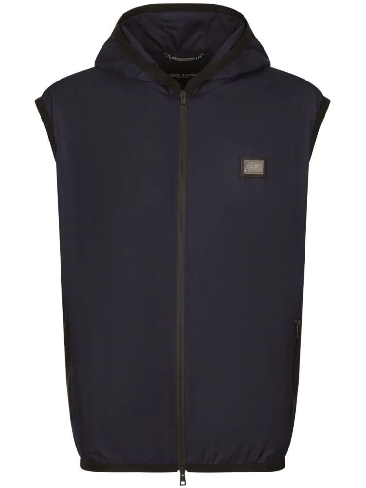 Dolce & Gabbana logo-plaque hooded gilet - Blue Cover