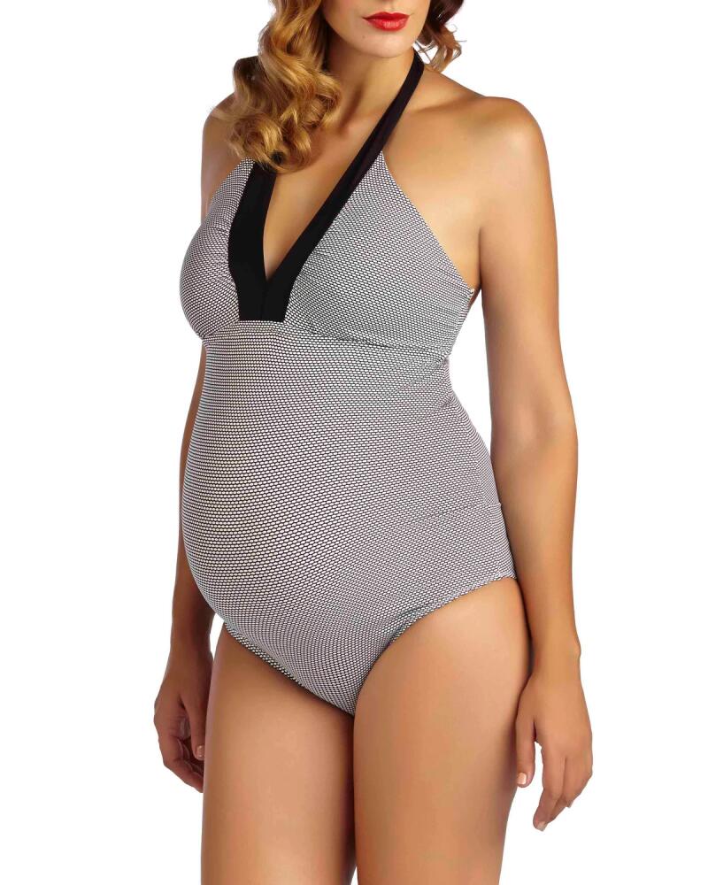 Pez D'Or Maternity Textured One-Piece Halter Swimsuit Cover