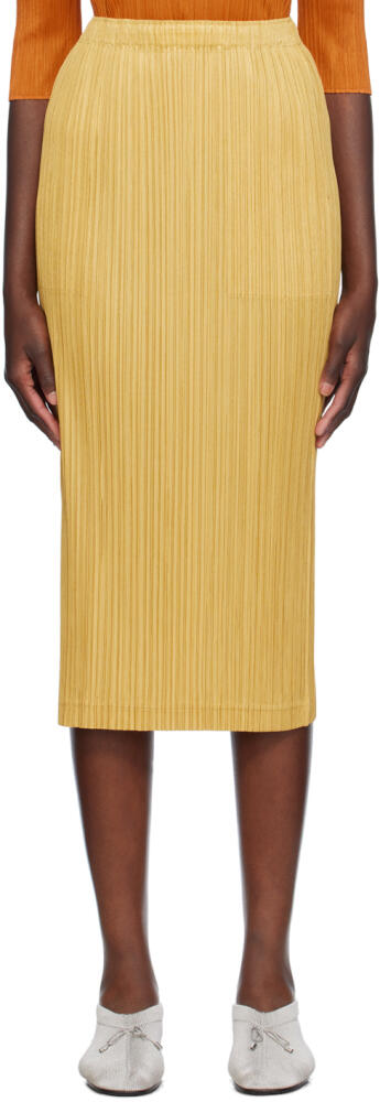 PLEATS PLEASE ISSEY MIYAKE Yellow Thicker Bottoms 1 Midi Skirt Cover