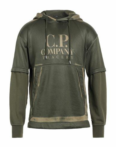 C. p. Company Man Sweatshirt Military green Polyester, Cotton Cover