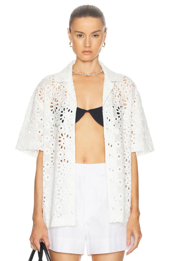 WAO Embroidered Floral Shirt in White Cover