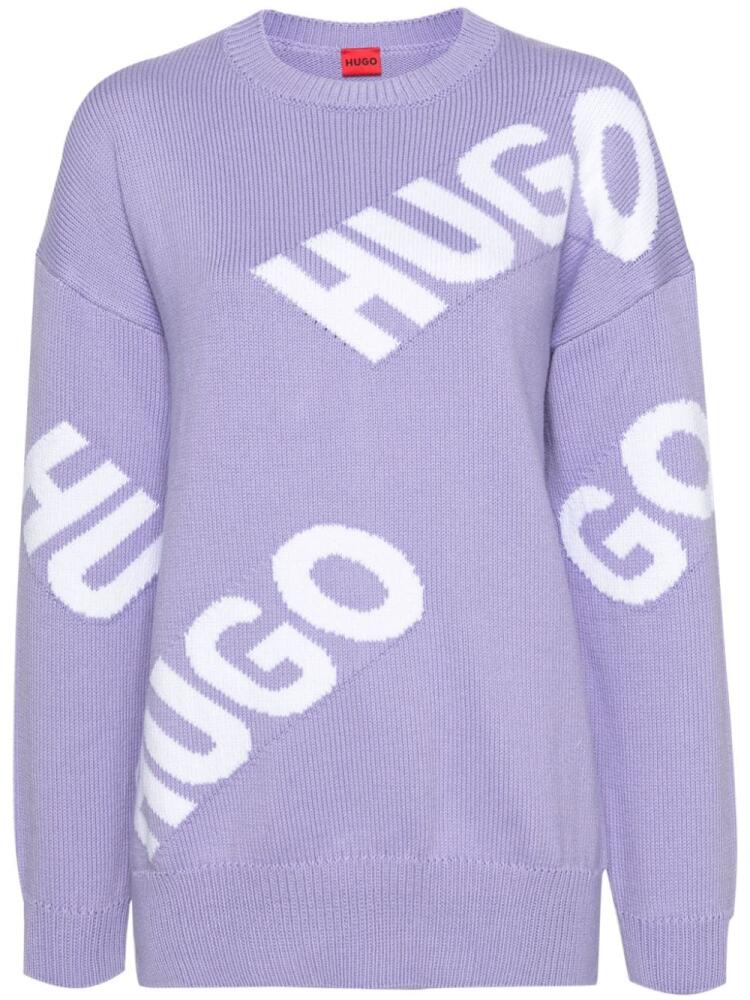 HUGO logo-knit jumper - Purple Cover