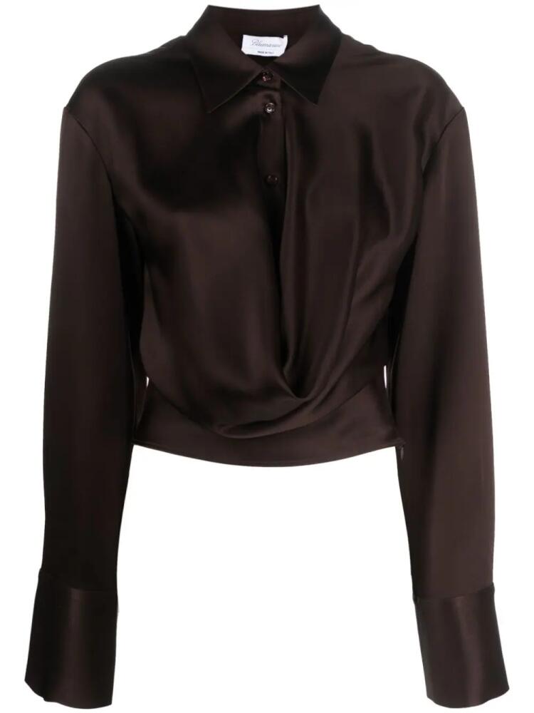 Blumarine satin buttoned cropped shirt - Brown Cover