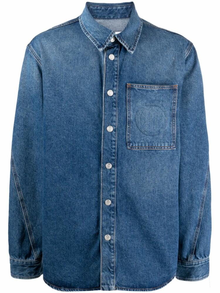 Trussardi logo-embossed denim shirt - Blue Cover