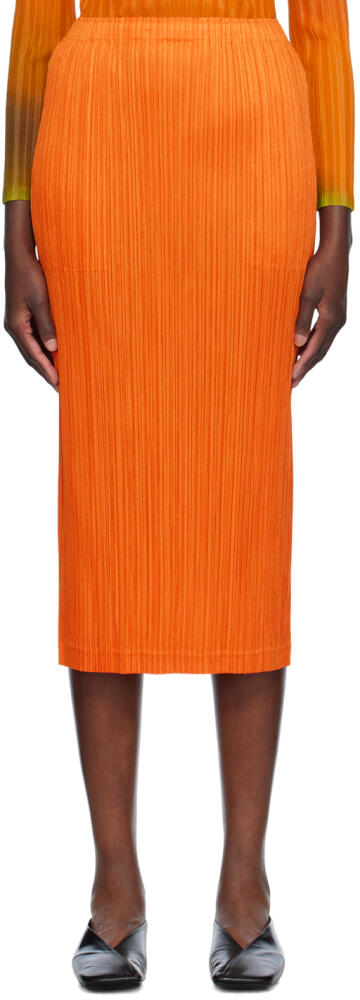 PLEATS PLEASE ISSEY MIYAKE Orange Thicker Bottoms 1 Midi Skirt Cover