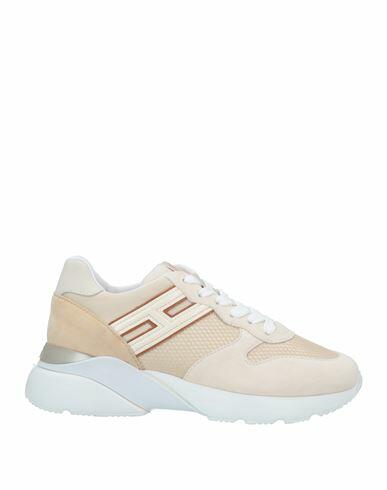 Hogan Woman Sneakers Beige Soft Leather, Textile fibers Cover