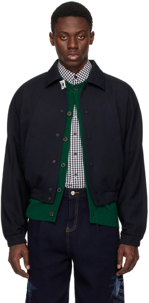 ADER error Navy Press-Stud Jacket Cover