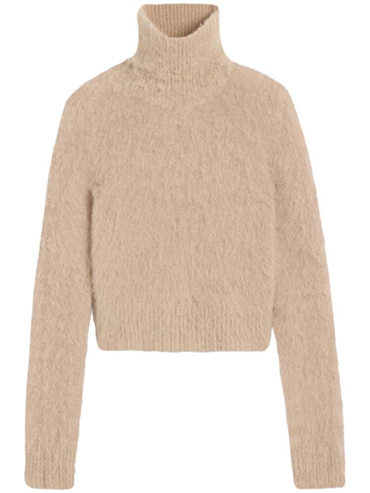 AMI Paris brushed-effect roll-neck jumper - Neutrals Cover