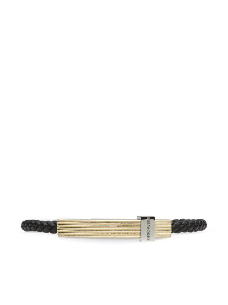 Ferragamo logo-engraved leather bracelet - Black Cover