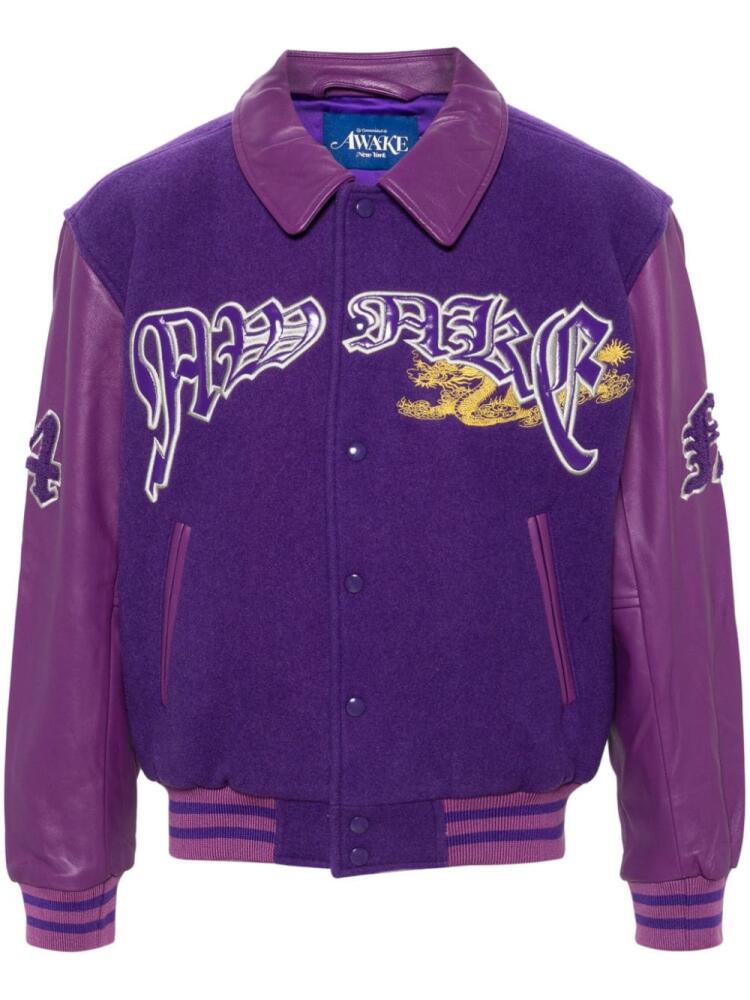 Awake NY Varsity felted bomber jacket - Purple Cover