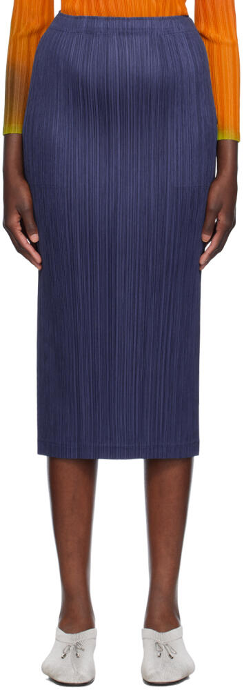 PLEATS PLEASE ISSEY MIYAKE Navy Thicker Bottoms 1 Midi Skirt Cover