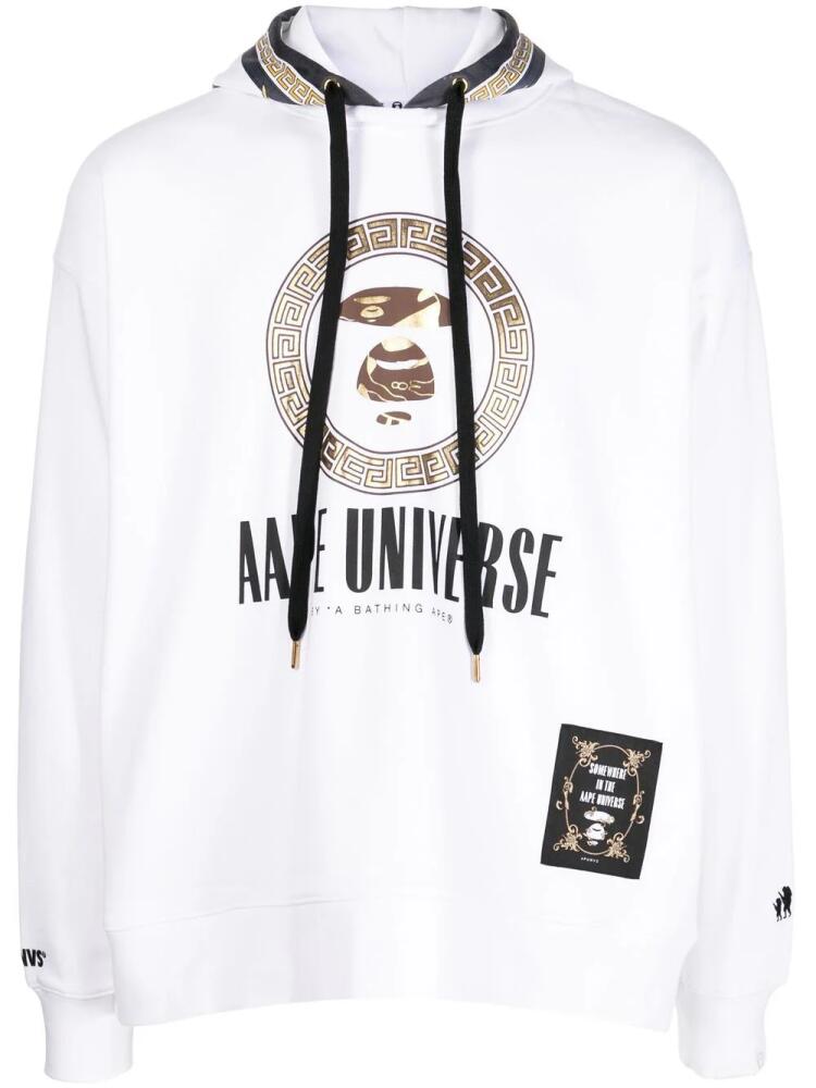 AAPE BY *A BATHING APE® metallic logo-print hoodie - White Cover