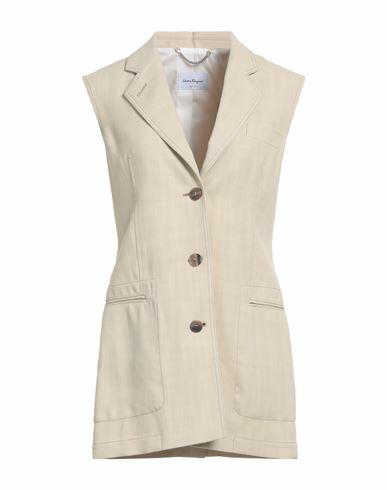 Ferragamo Woman Blazer Beige Viscose, Lambskin Cover