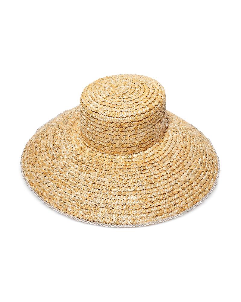 Lele Sadoughi Faux Pearl Edge Straw Hat Cover