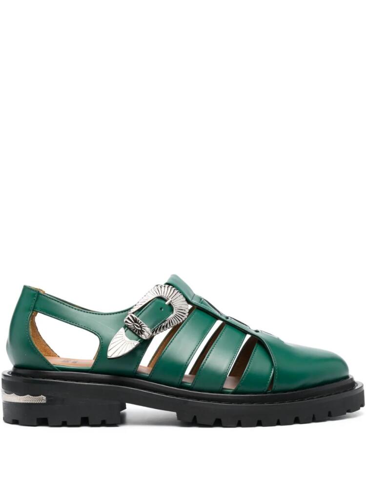 Toga Virilis cut-out leather sandals - Green Cover