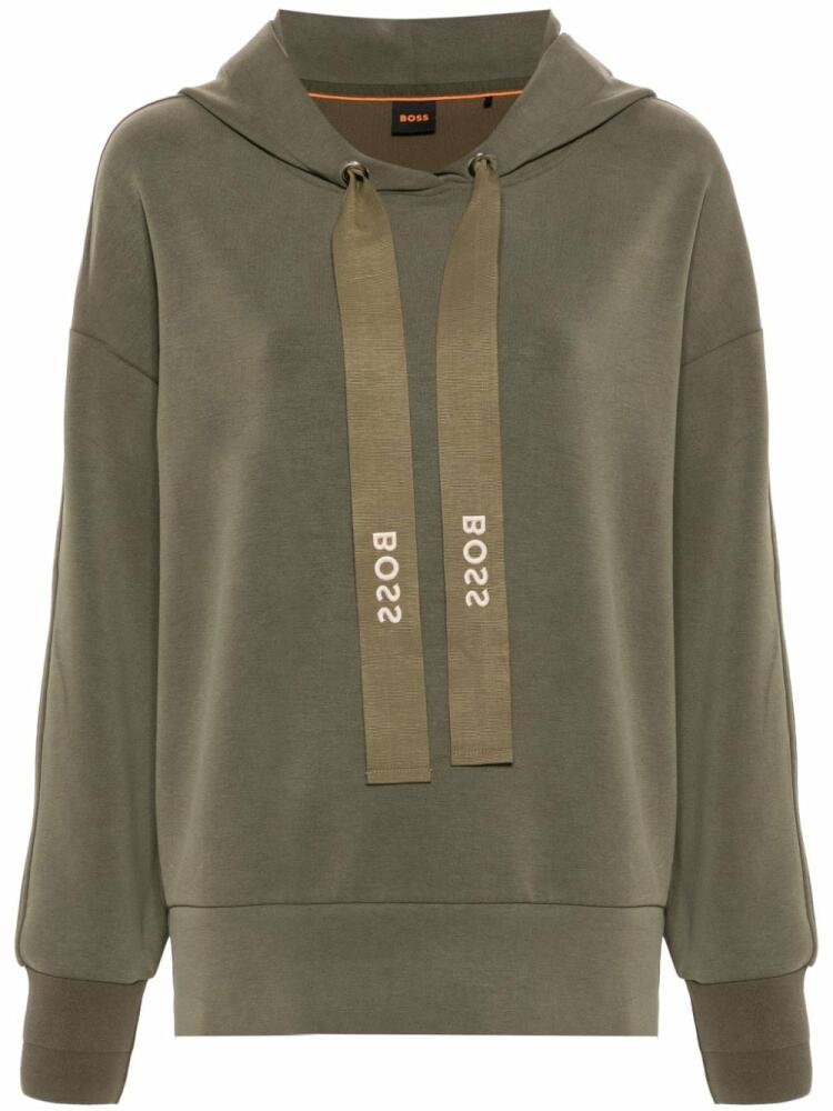 BOSS logo-embroidered hoodie - Green Cover