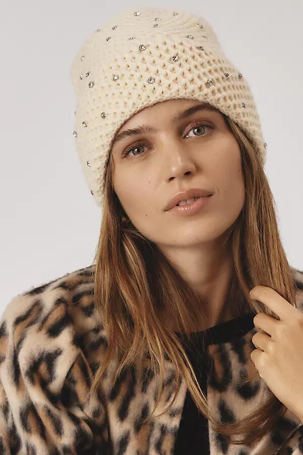 Maeve Rhinestone Waffle Knit Beanie Cover