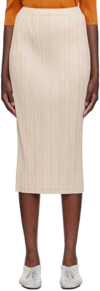 PLEATS PLEASE ISSEY MIYAKE Beige Thicker Bottoms 1 Midi Skirt Cover