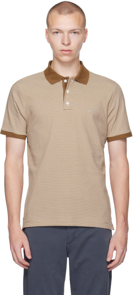 rag & bone Brown & White Interlock Striped Polo Cover