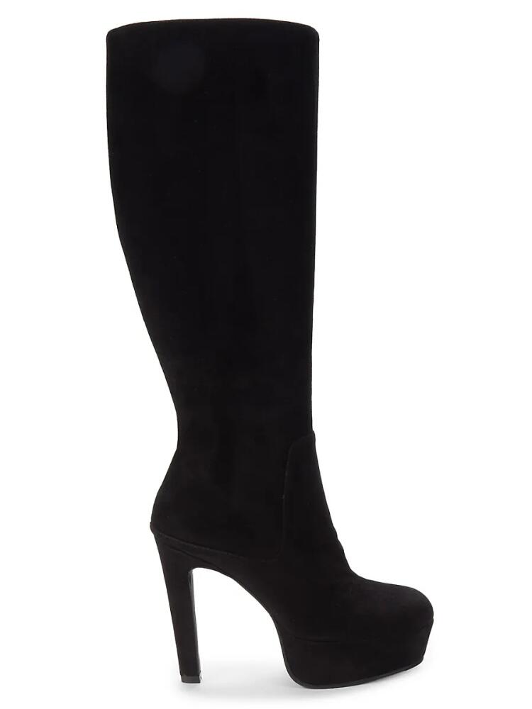 Stuart Weitzman Women's Ave 130 Suede Platform Knee Boots - Black Cover